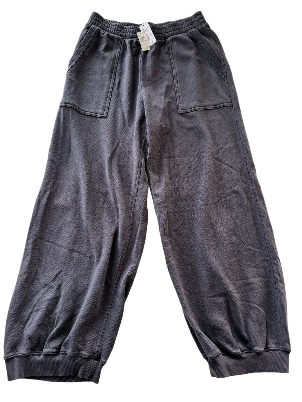 Aerie Womens M Gray Washed Fleece Joggers Sweatpants High Rise Baggy NWT